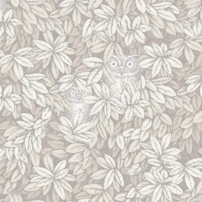 Cole & Son Foglie e Civette Wallpaper in White